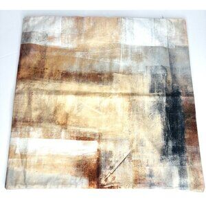 NEW! Decorative Pillow Case 17” Square Shades of Beige White Blue Super Soft